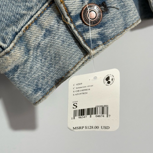 NWT We The Free People Jolene Trucker Denim Jean Jacket in Tennessee River S - Picture 12 of 16